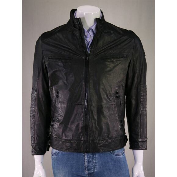 Hugo Boss Orange Label Jerrle Goat Leather Biker Motorcycle Jacket 38R - Picture 2 of 11